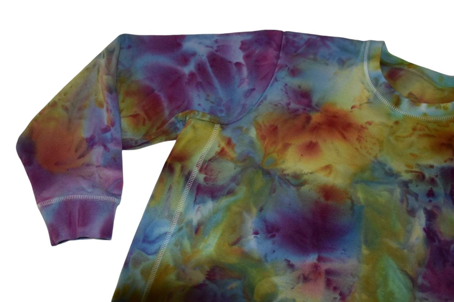 Ice-dyed Organic Cotton Unisex Crewneck Sweatshirt - Dragonberry Sunrise, Size L