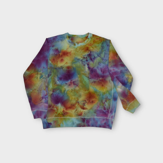 Ice-dyed Organic Cotton Unisex Crewneck Sweatshirt - Dragonberry Sunrise, Size L